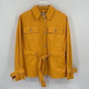 TopShop Safari rain jacket coat yellow belt button tie new women 6